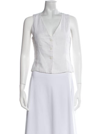 Faithfull The Brand Linen V-Neck Crop Top