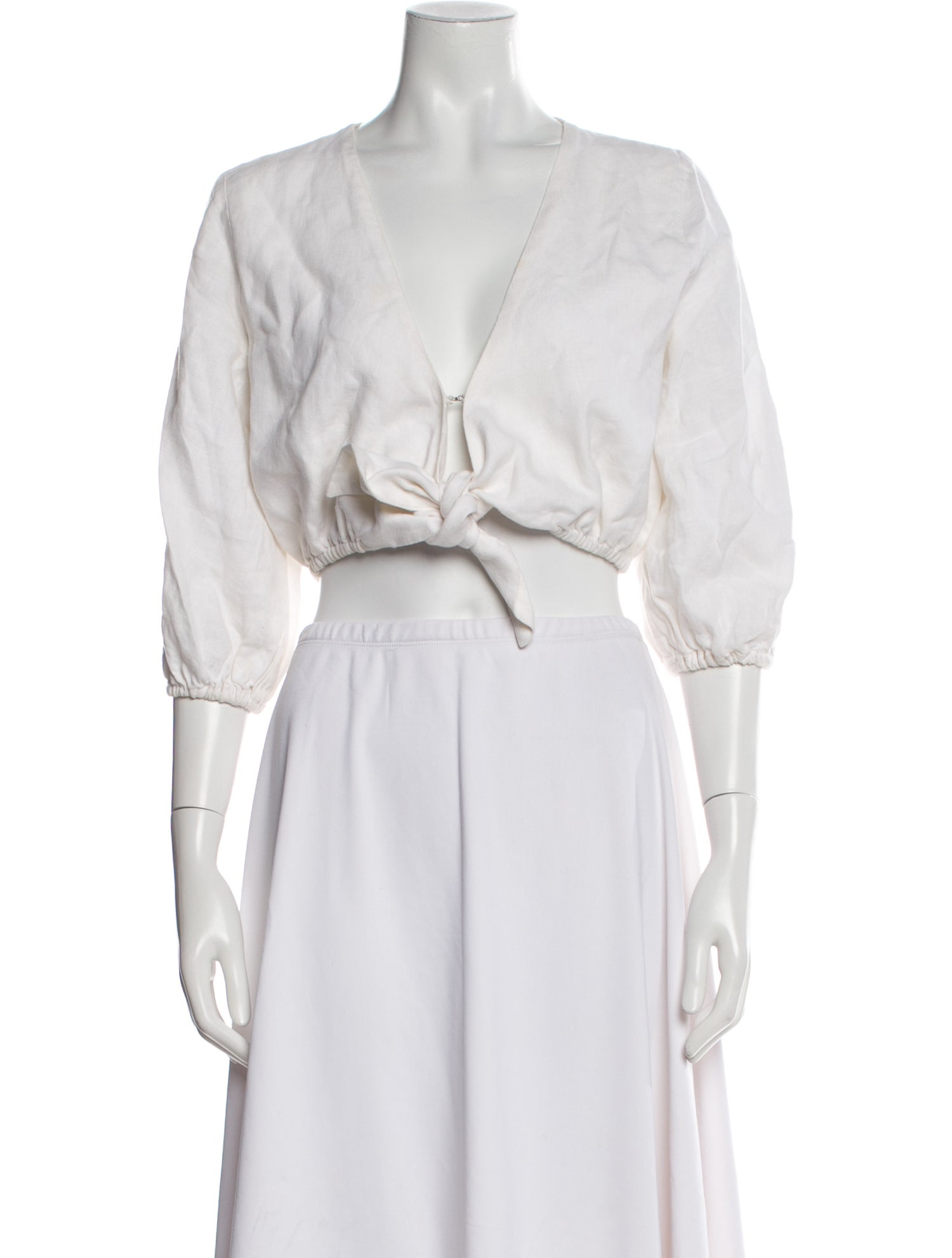 Faithfull The Brand Linen V-Neck Crop Top