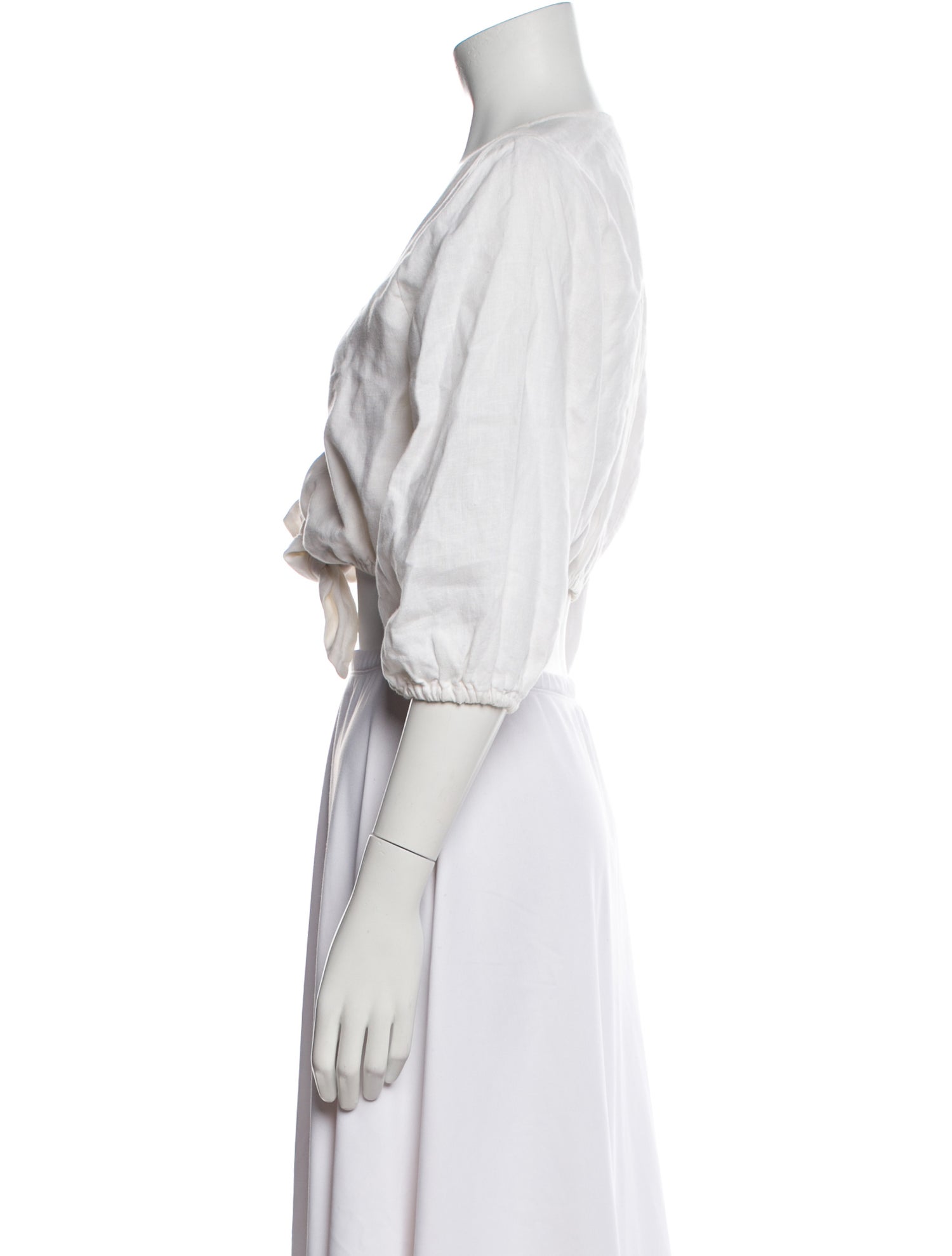 Faithfull The Brand Linen V-Neck Crop Top