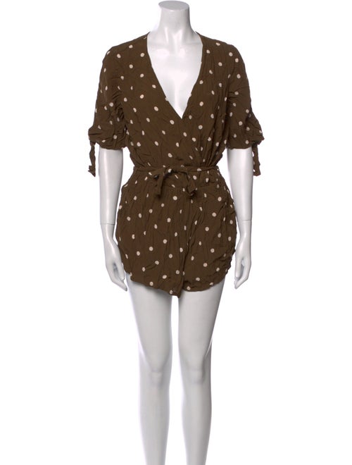 Faithfull The Brand Polka Dot Print Plunge Neckline Romper