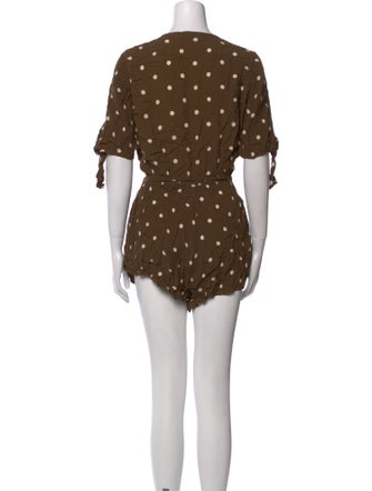 Faithfull The Brand Polka Dot Print Plunge Neckline Romper