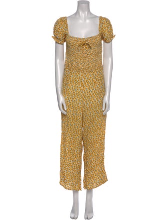 Faithfull The Brand Floral Print Square Neckline Jumpsuit