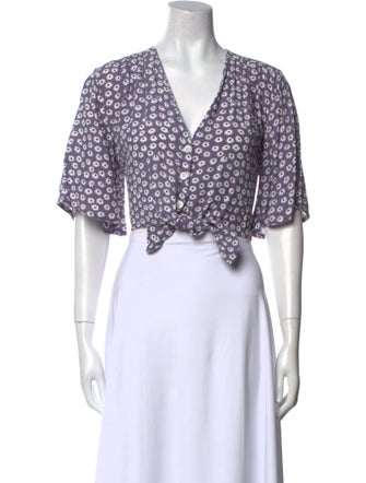 Faithfull The Brand Floral Print V-Neck Crop Top