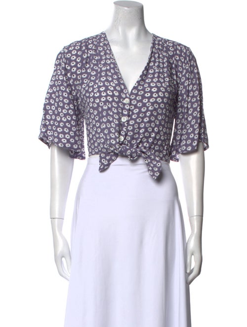 Faithfull The Brand Floral Print V-Neck Crop Top