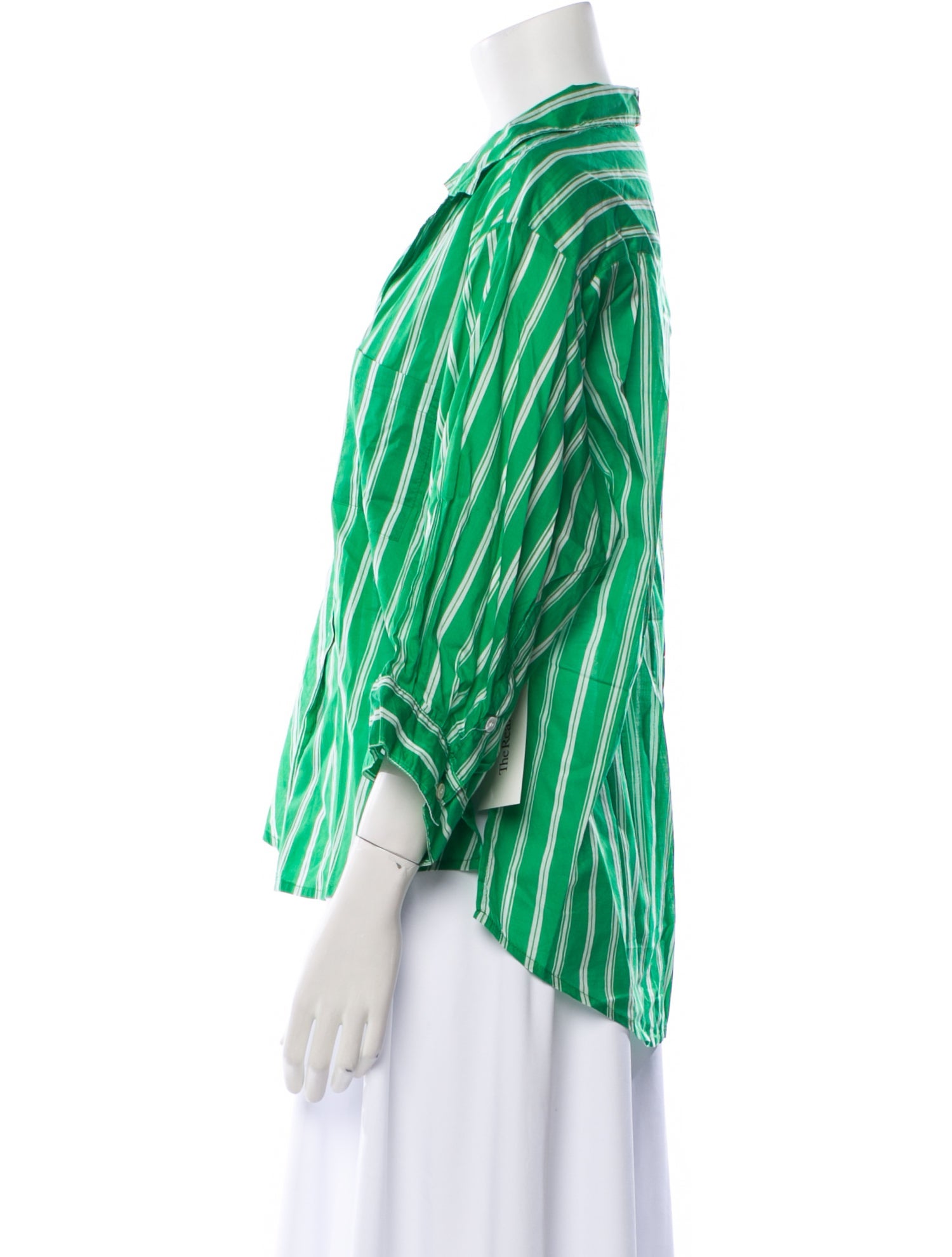 Faithfull The Brand Striped Three-Quarter Sleeve Button-Up Top