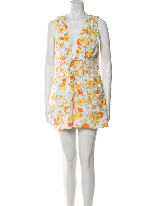 Faithfull The Brand Floral Print Plunge Neckline Romper