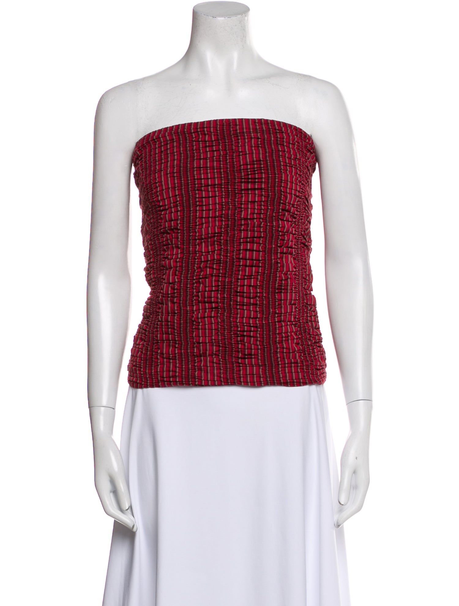 Faithfull The Brand Plaid Print Strapless Crop Top