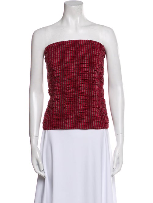 Faithfull The Brand Plaid Print Strapless Crop Top