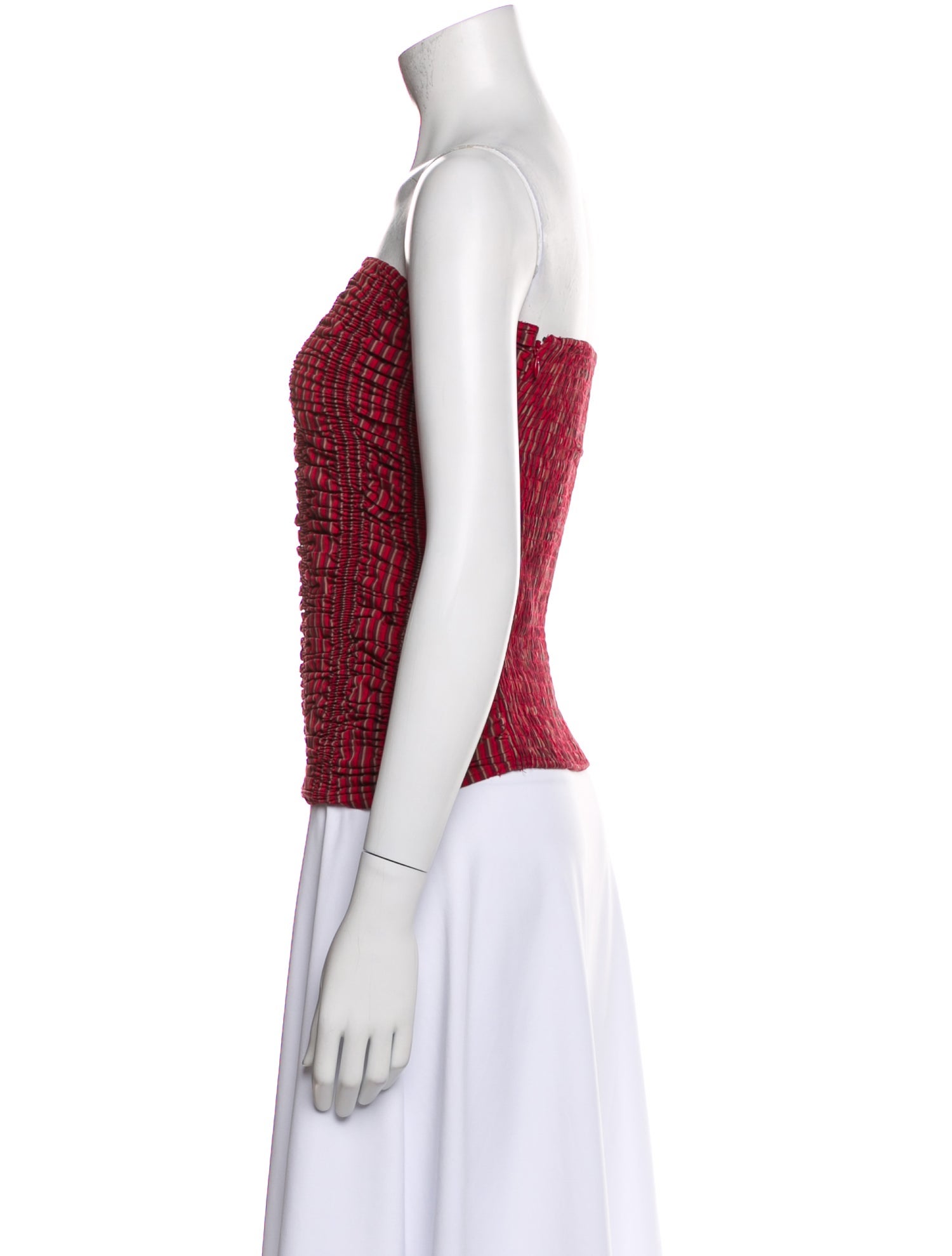 Faithfull The Brand Plaid Print Strapless Crop Top