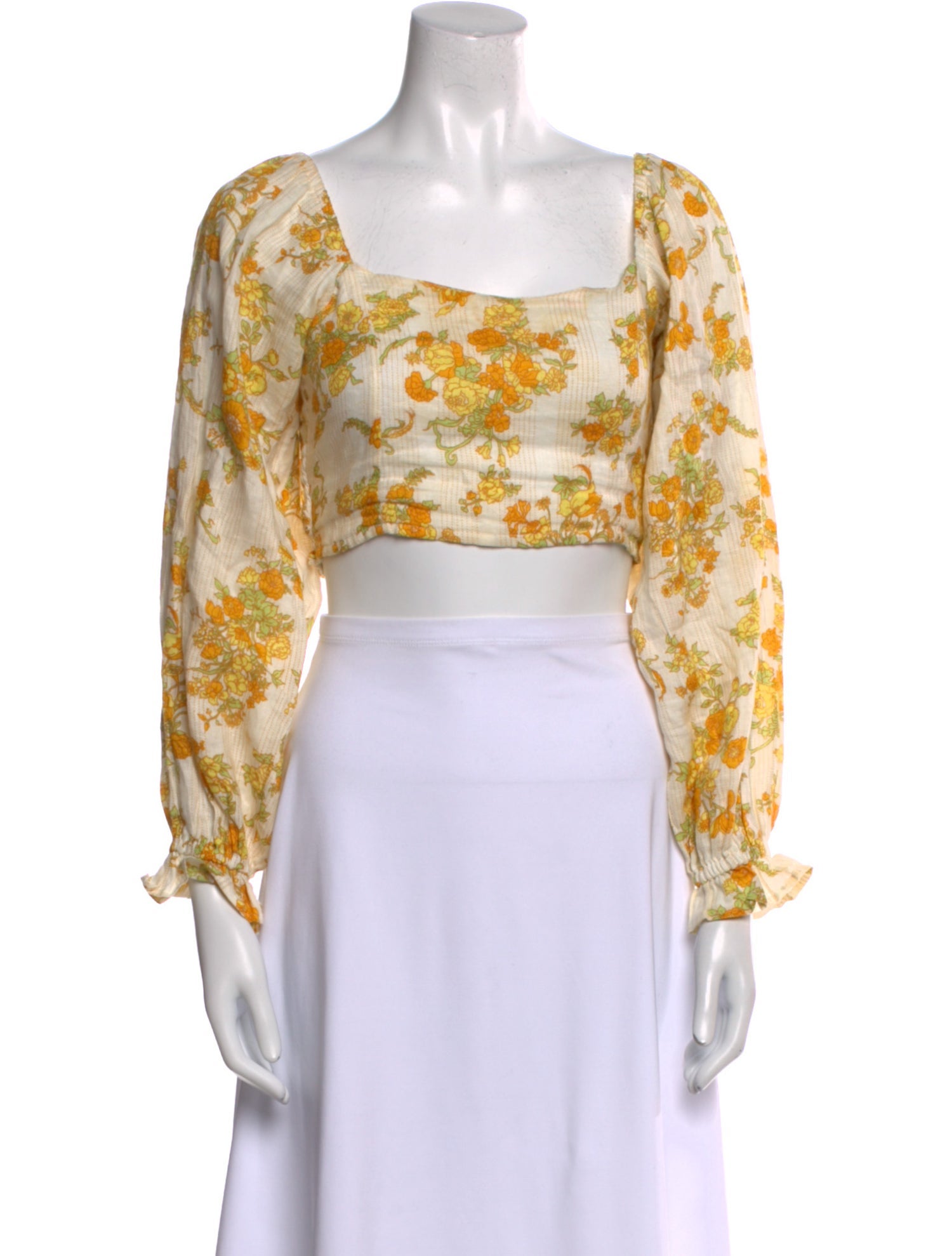 Faithfull The Brand Linen Floral Print Crop Top