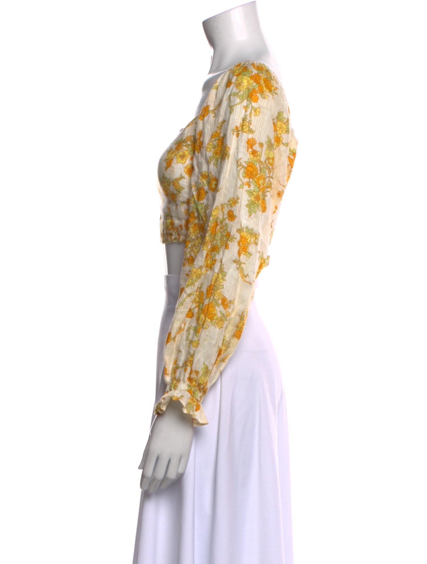 Faithfull The Brand Linen Floral Print Crop Top