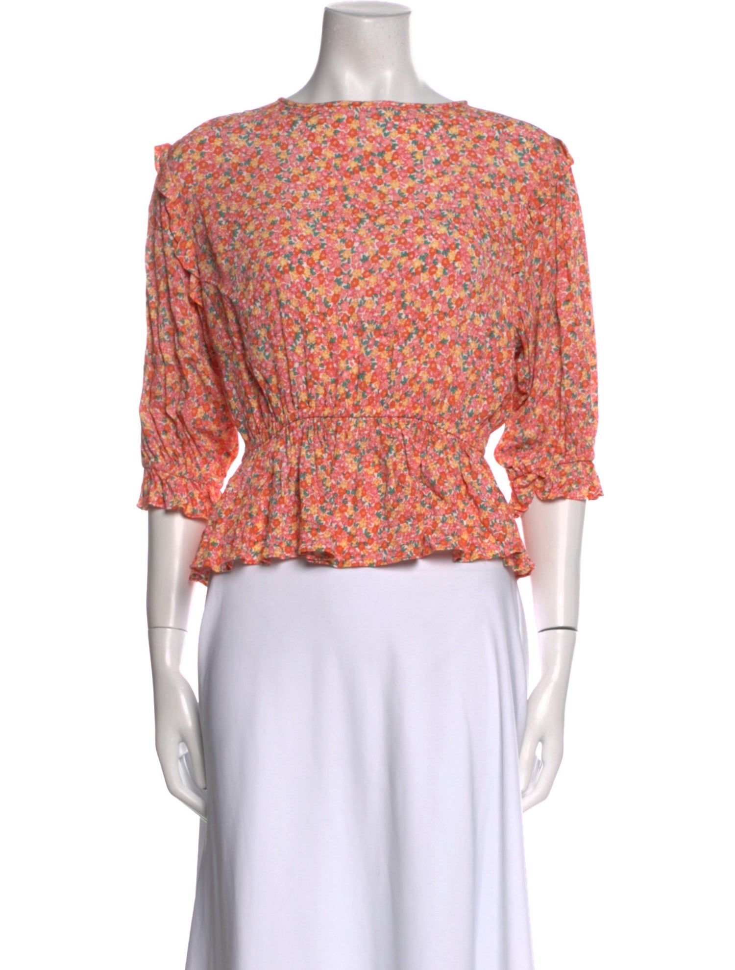 Faithfull The Brand Floral Print Bateau Neckline Crop Top