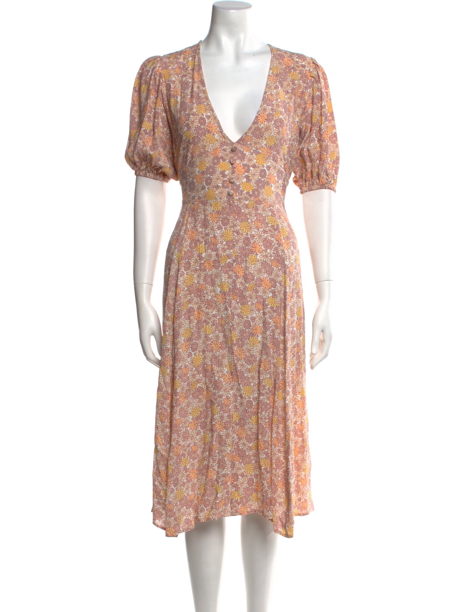 Faithfull The Brand Floral Print Midi Length Dress