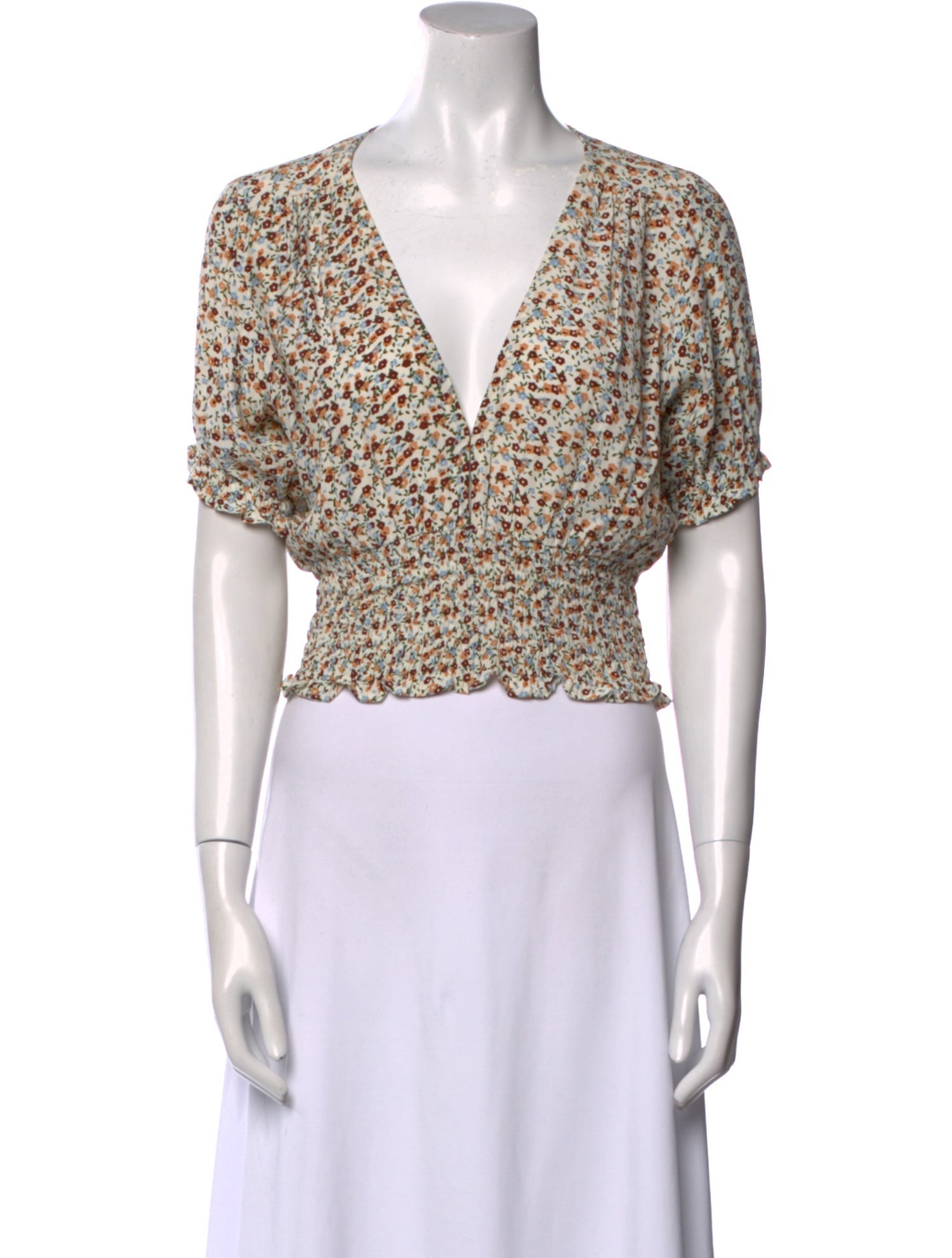 Faithfull The Brand Floral Print V-Neck Crop Top