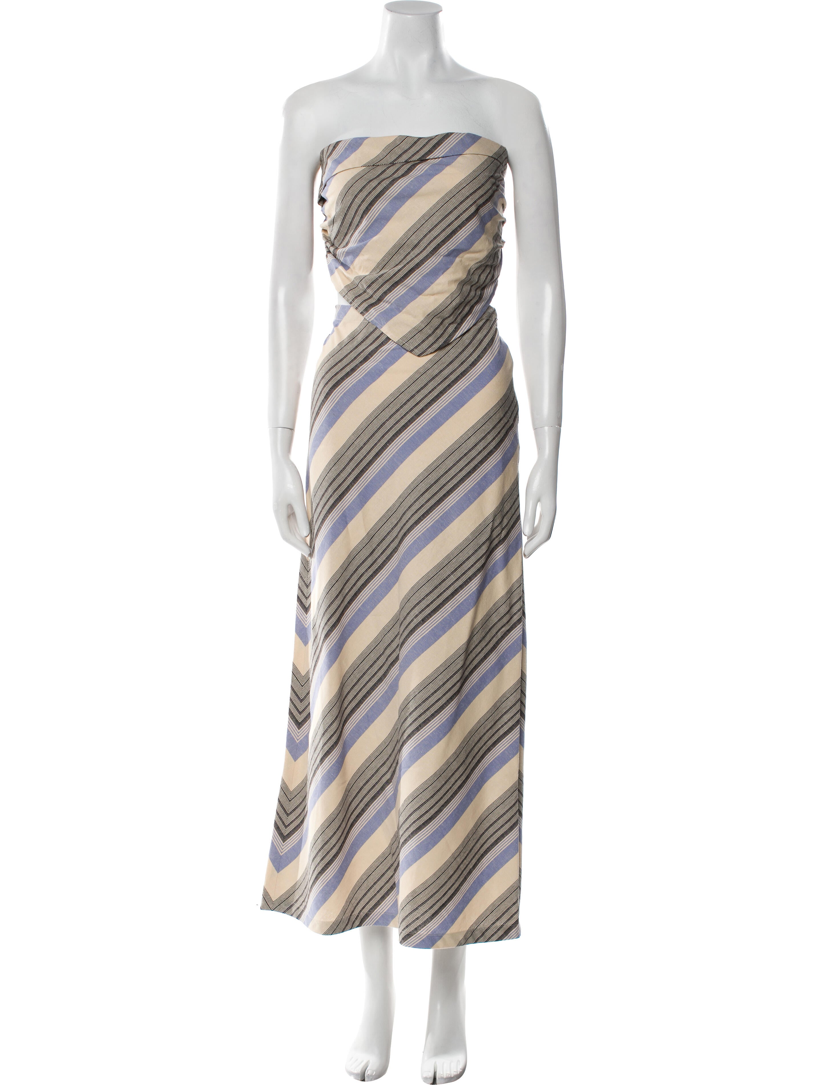 Faithfull The Brand Striped Pleated Accents Skirt Set