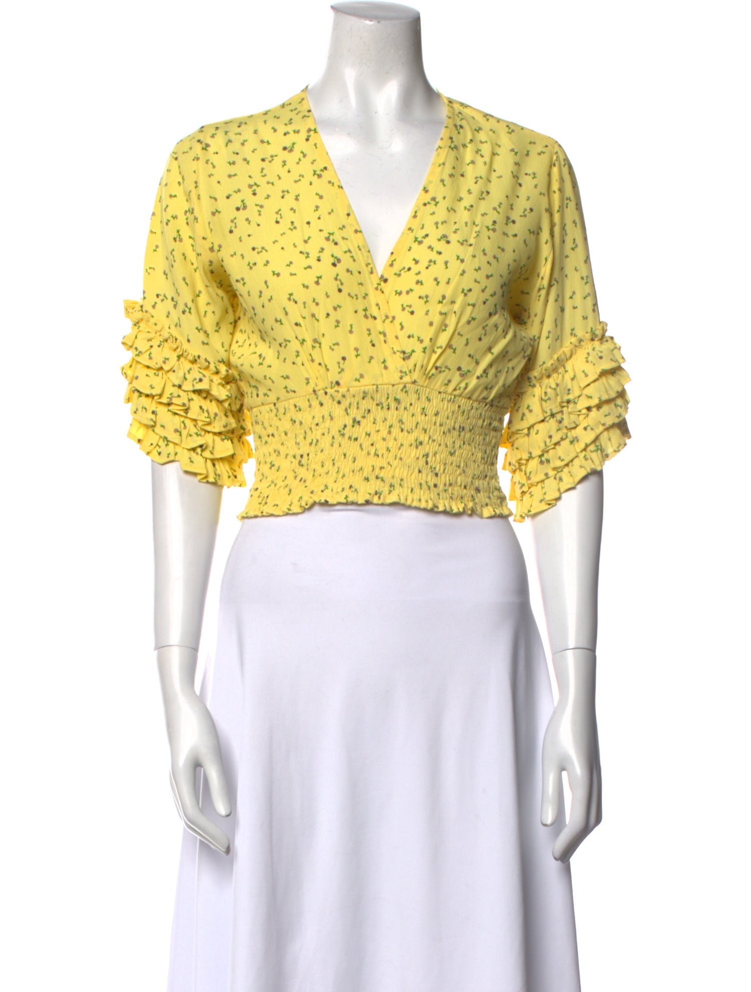 Faithfull The Brand Floral Print V-Neck Crop Top