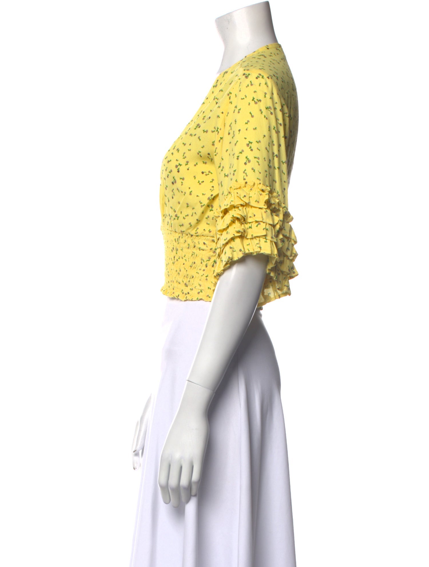 Faithfull The Brand Floral Print V-Neck Crop Top