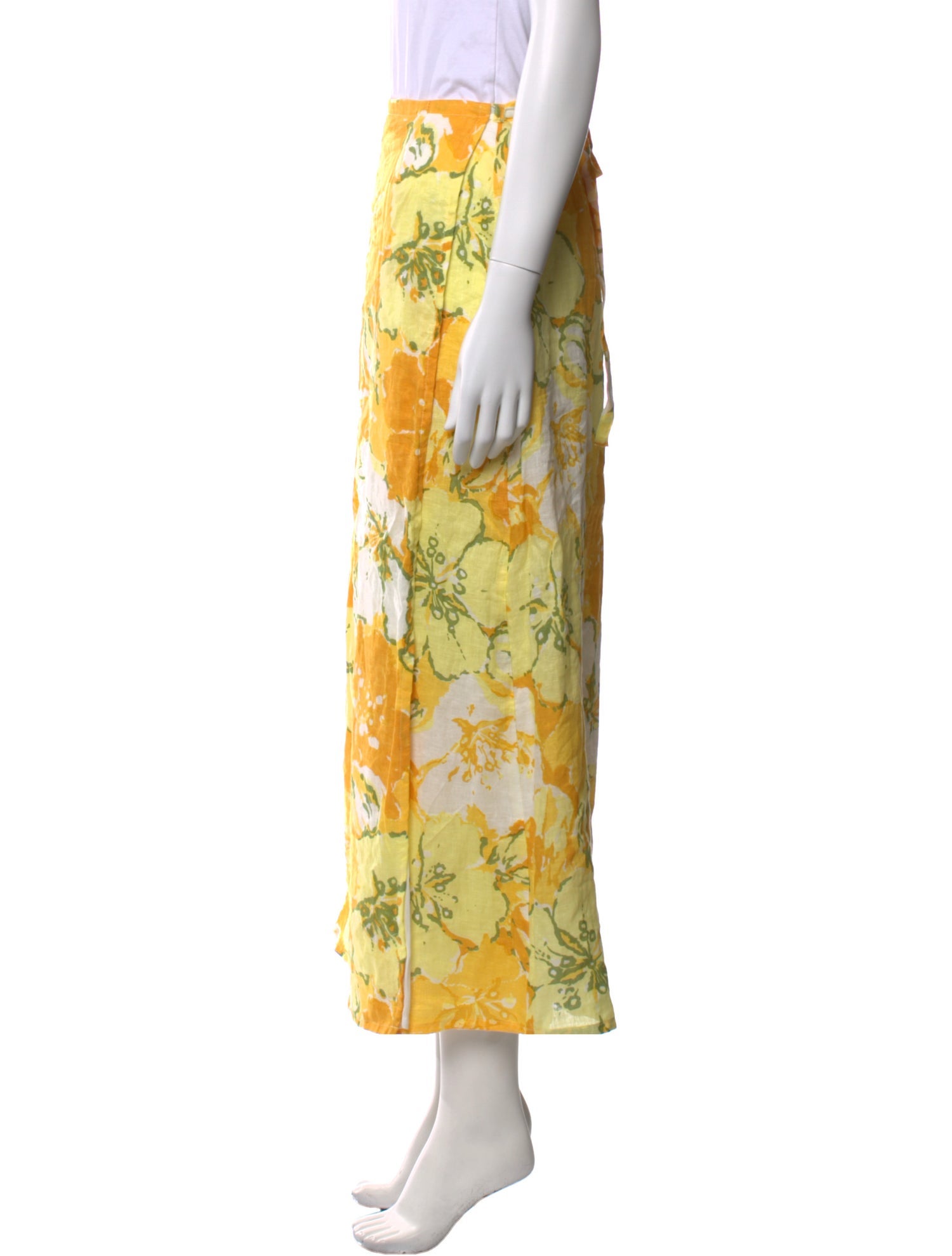 Faithfull The Brand Linen Midi Length Skirt