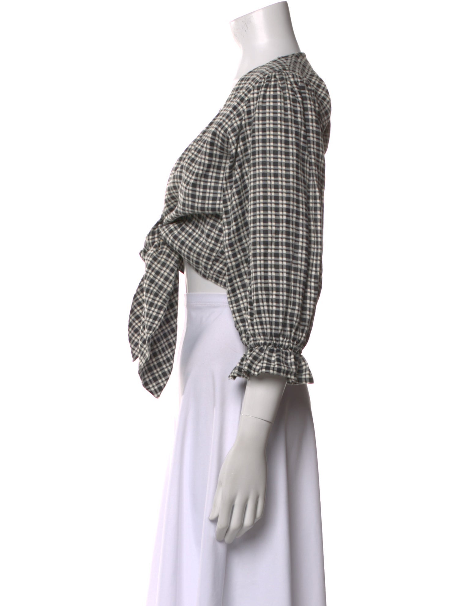 Faithfull The Brand Linen Plaid Print Crop Top