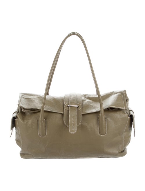 Furla Grained Leather Tote Silver