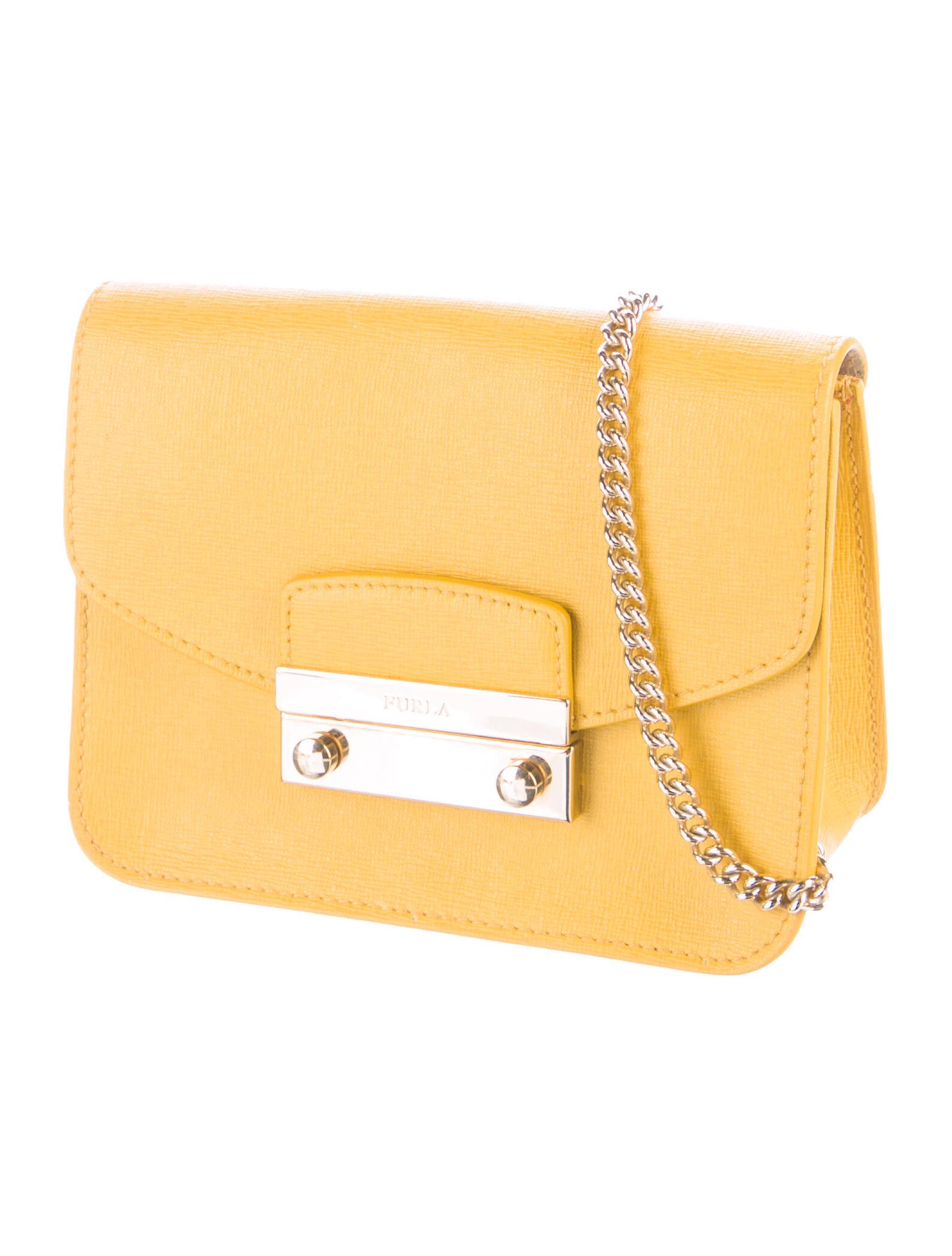 Furla Saffiano Leather Crossbody Bag Yellow Crossbody Bags, Handbags