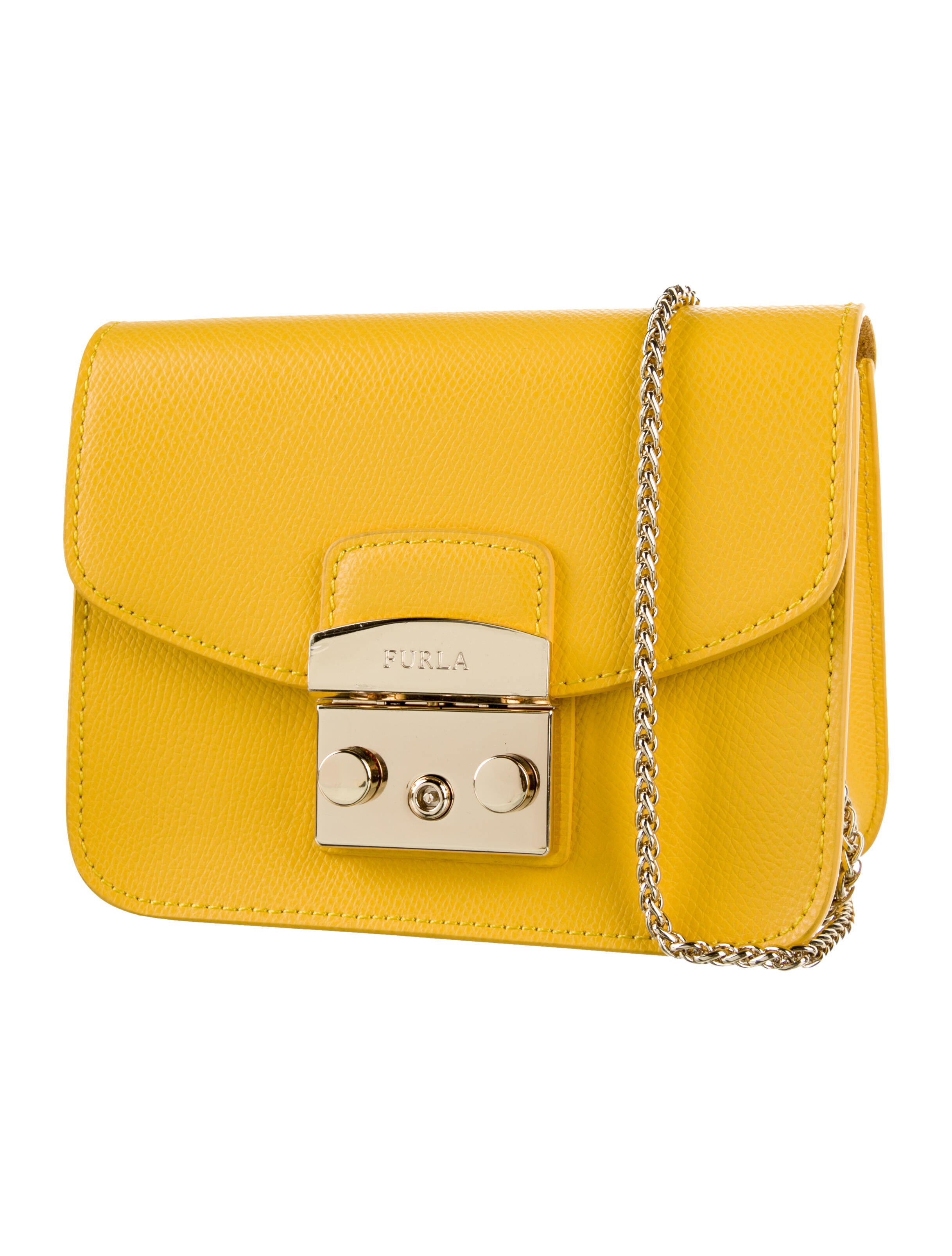 Furla Textured Leather Crossbody Bag Yellow Crossbody Bags, Handbags