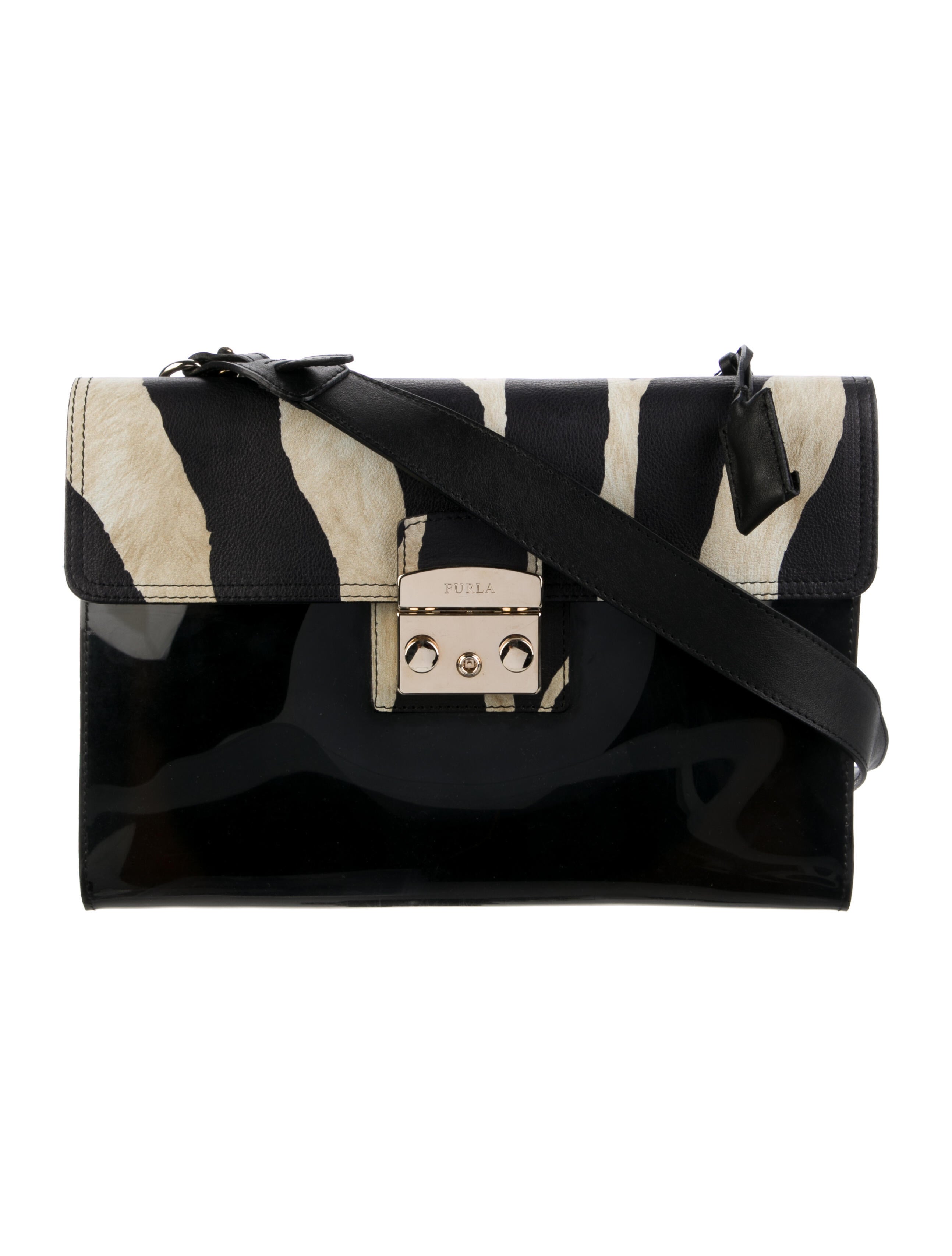 Furla LeatherTrimmed PVC Crossbody Bag Black Crossbody Bags