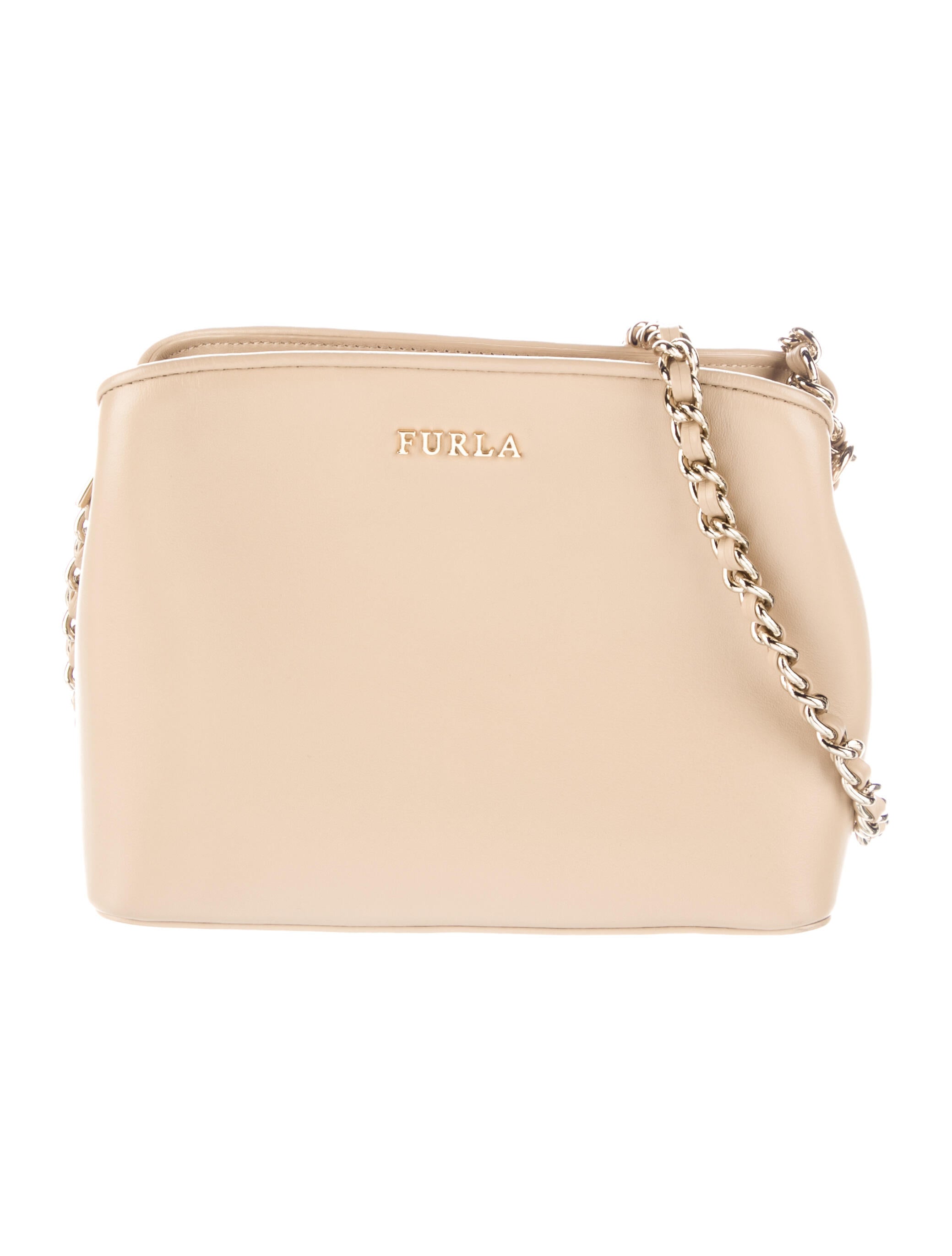 Furla Leather ChainLink Crossbody Bag Brown Crossbody Bags, Handbags