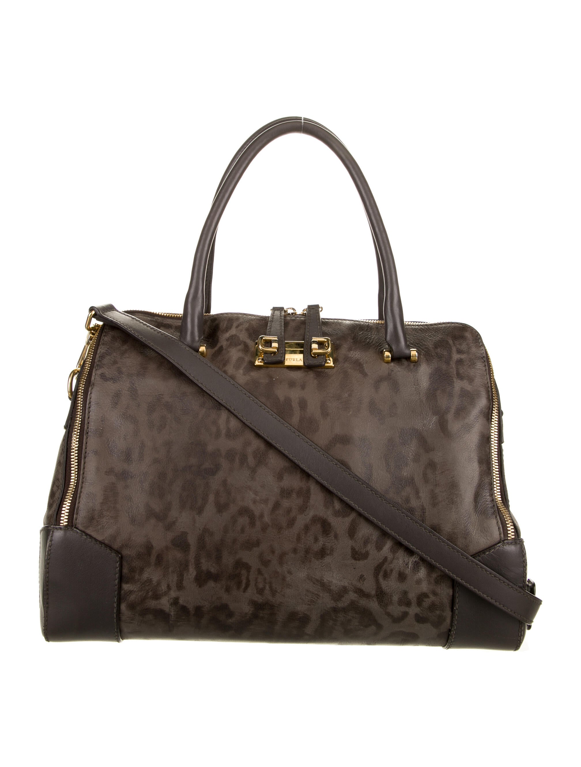 Furla Embossed Leather Handle Bag Brown Handle Bags, Handbags WFU20328 The RealReal