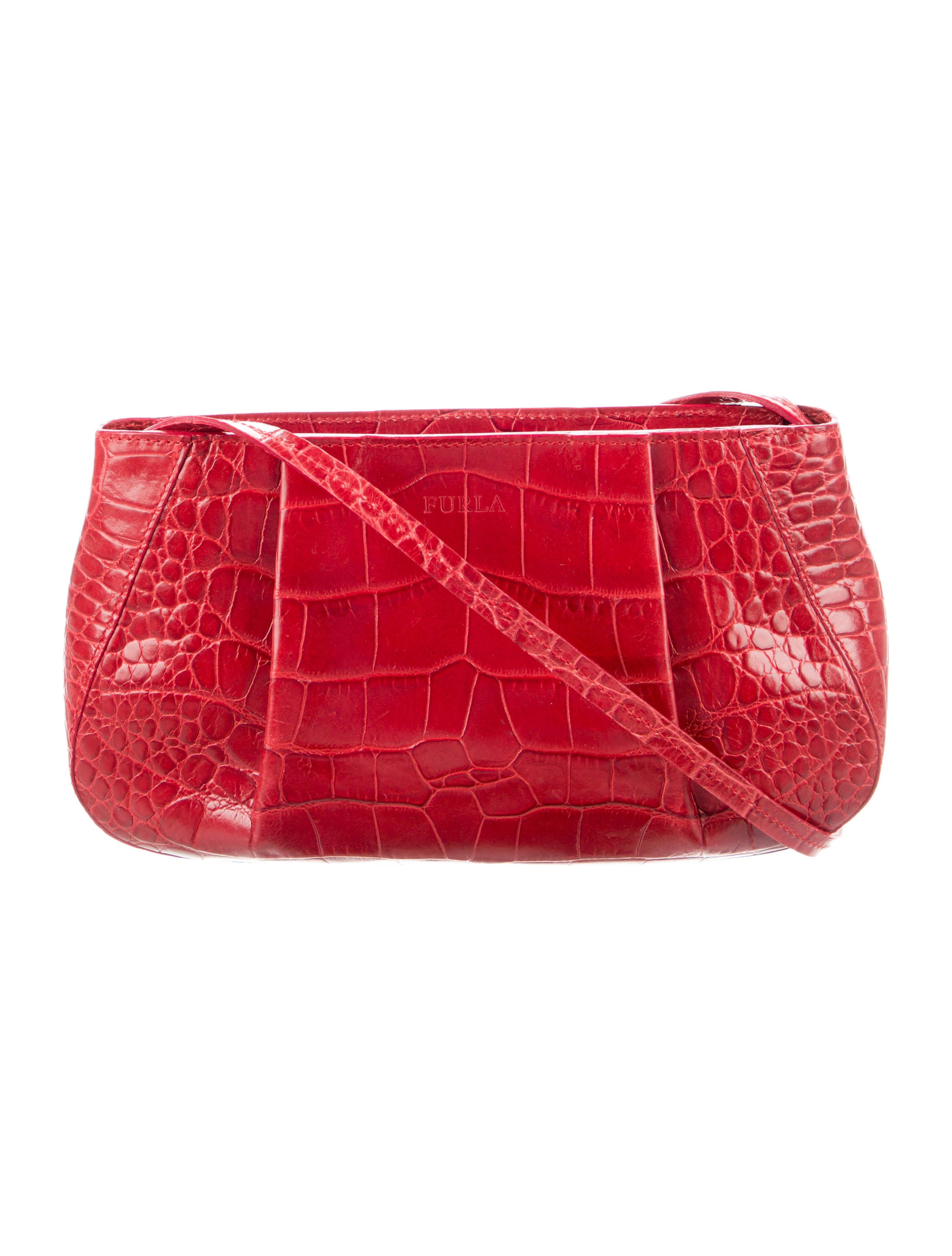 Furla Embossed Leather Shoulder Bag Red Shoulder Bags, Handbags