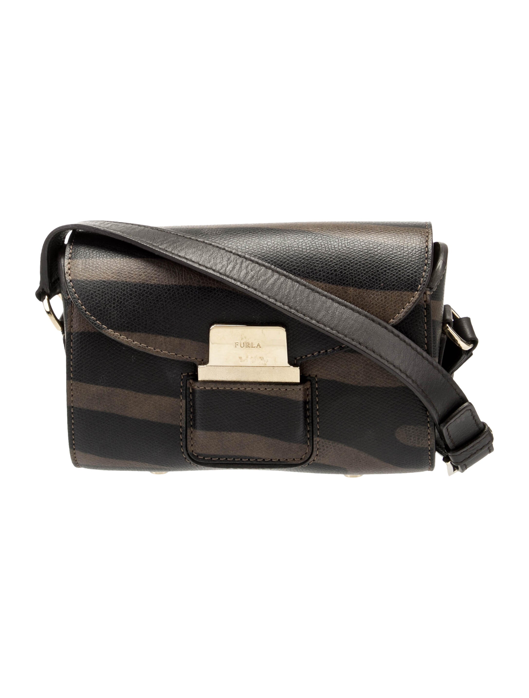 Furla Animal Print Leather Crossbody Bag Brown Crossbody Bags