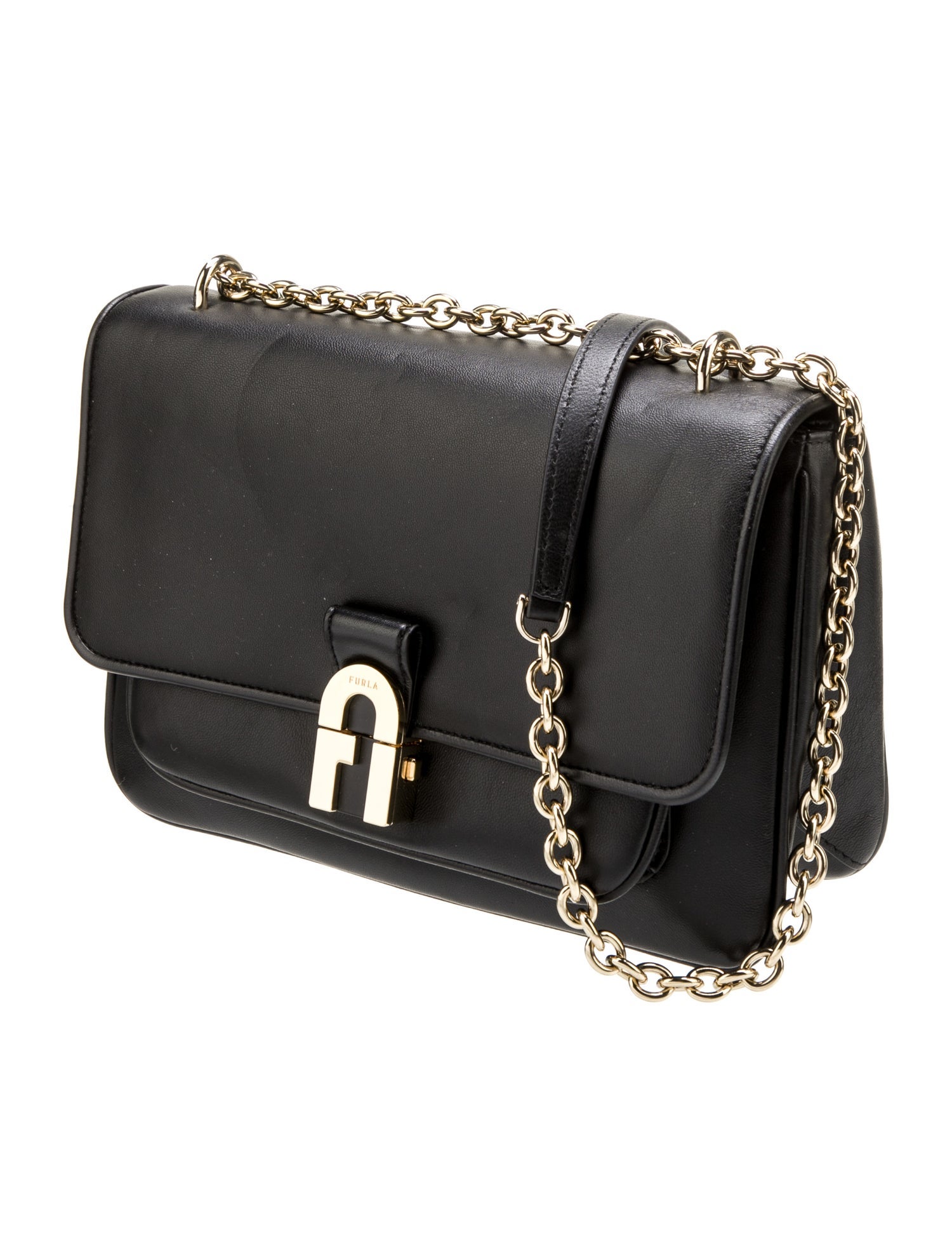 Furla Leather Shoulder Bag Black Shoulder Bags, Handbags WFU33359