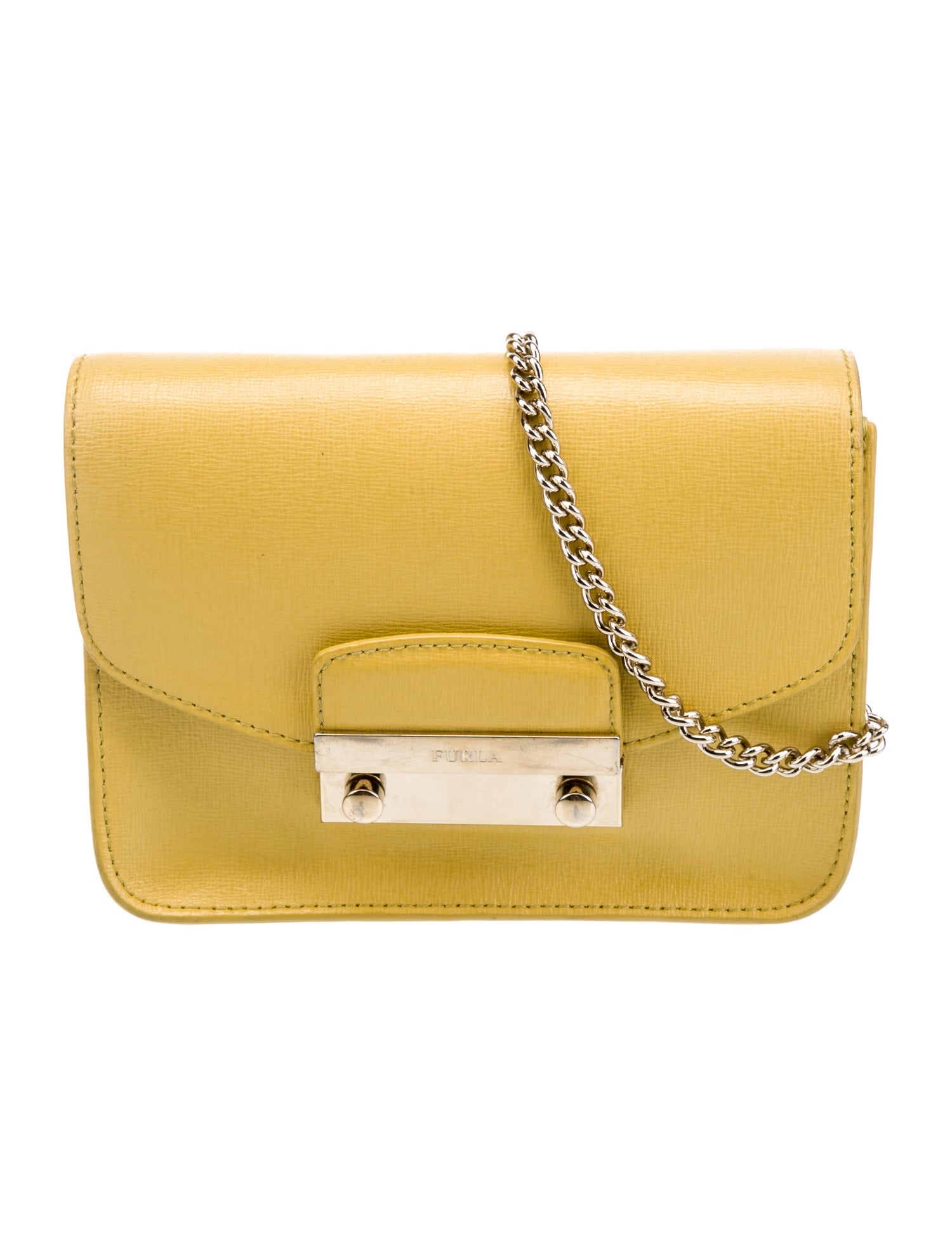 Furla ChainLink Leather Crossbody Bag Yellow Crossbody Bags