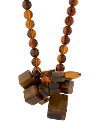 Furla Resin & Cord Bead Strand Pendant Necklace