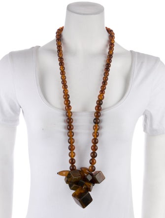 Furla Resin & Cord Bead Strand Pendant Necklace