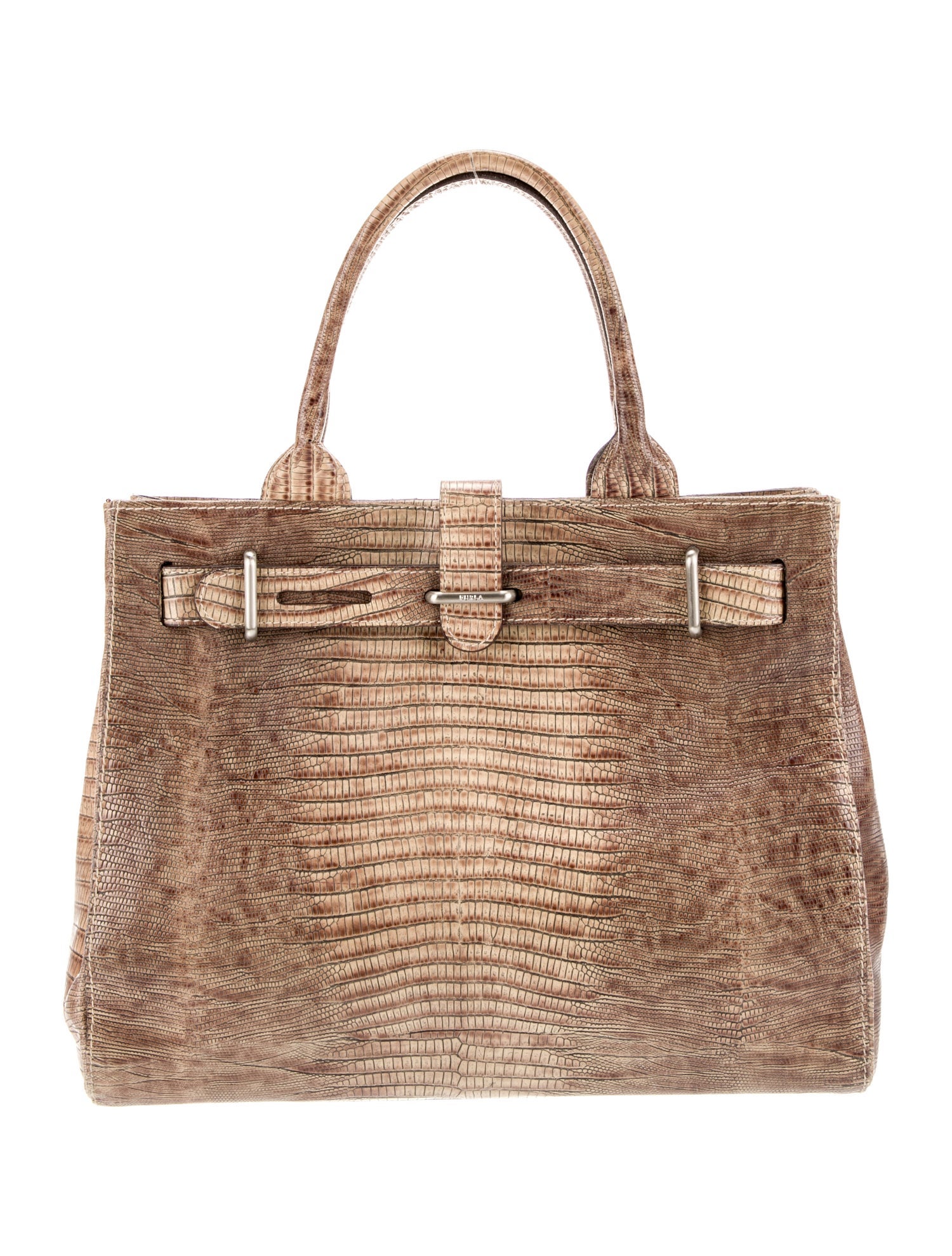 Furla Embossed Leather Top Handle Bag