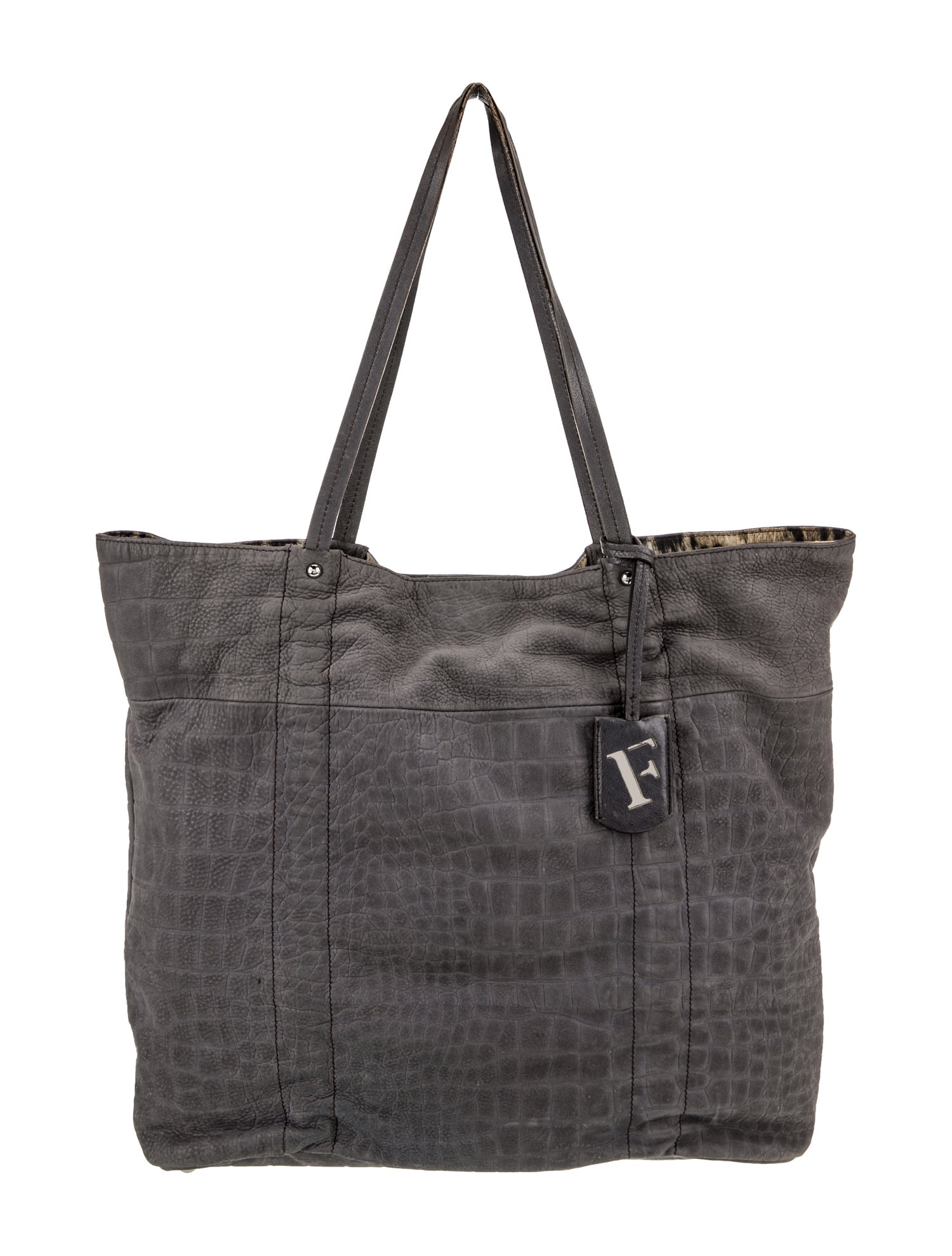 Furla Embossed Leather Tote Vintage