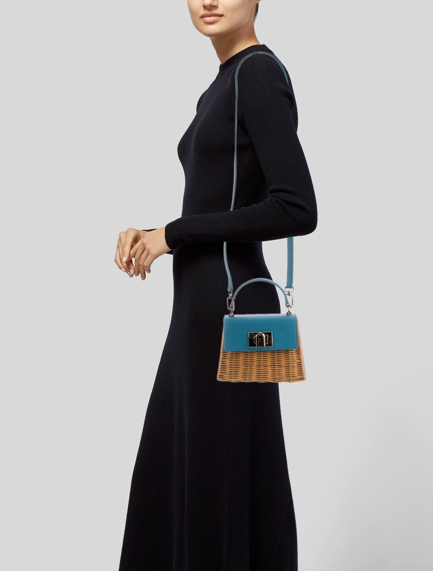 Furla Straw Top Handle Bag