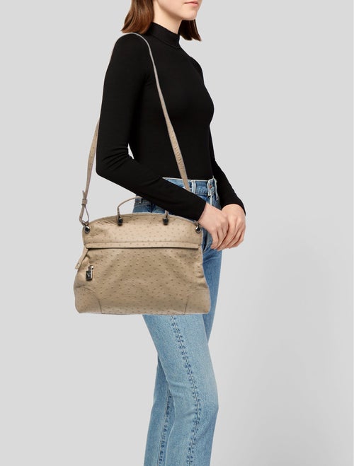 Furla Ostrich Top Handle Bag