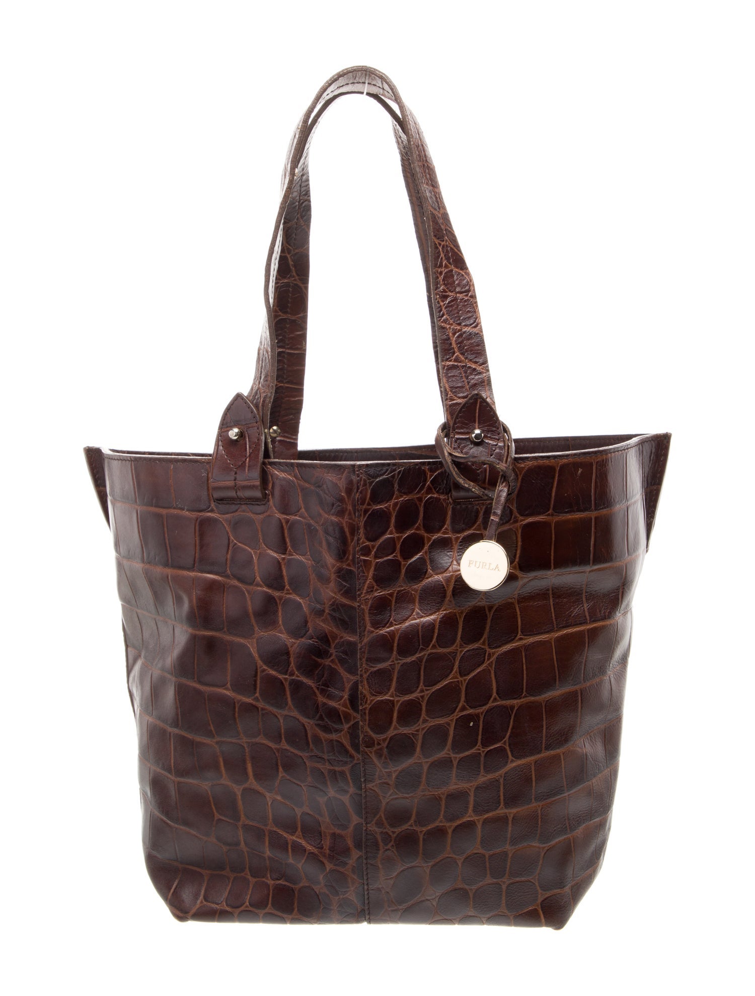 Furla Embossed Leather Tote Vintage