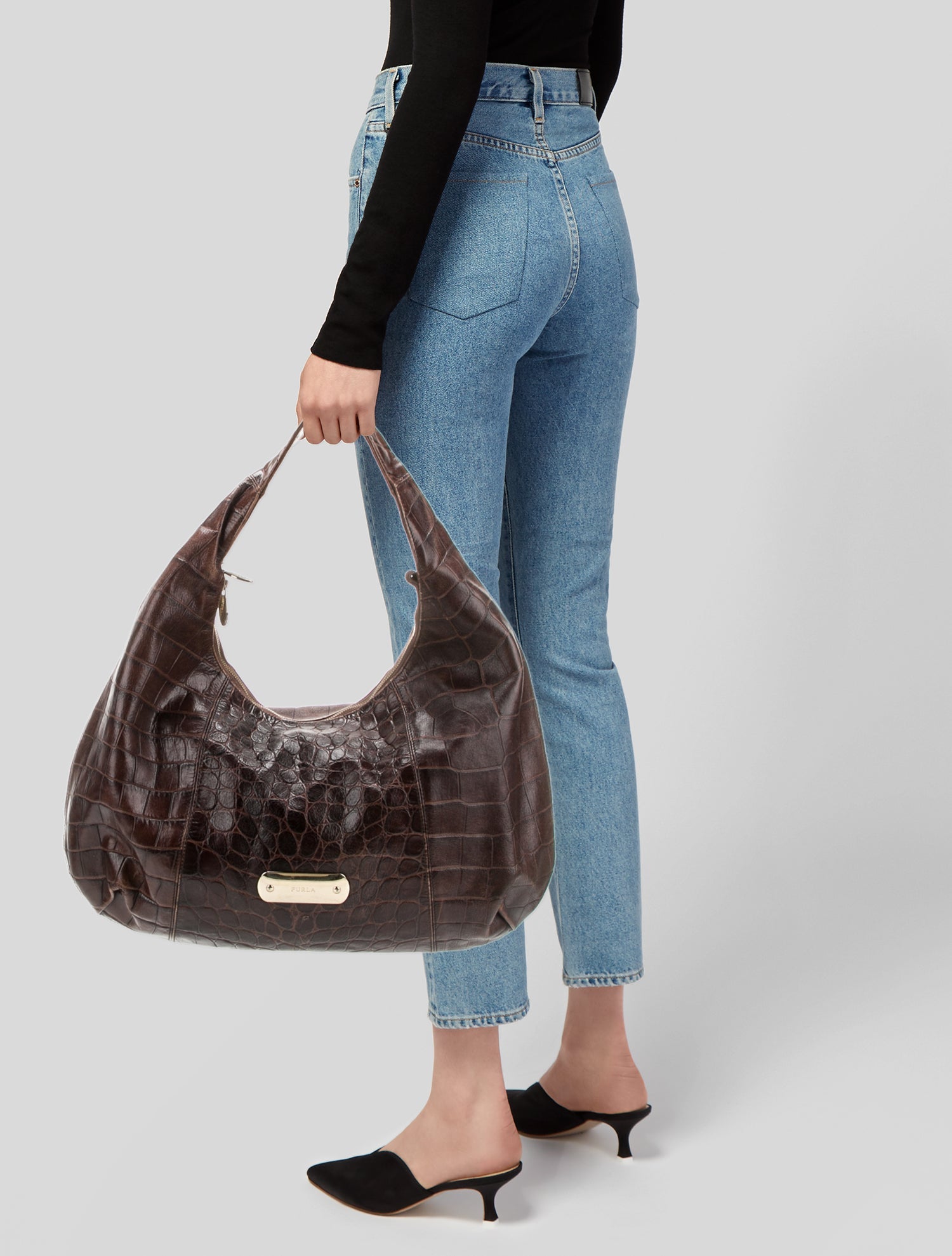 Furla Embossed Leather Shoulder Bag