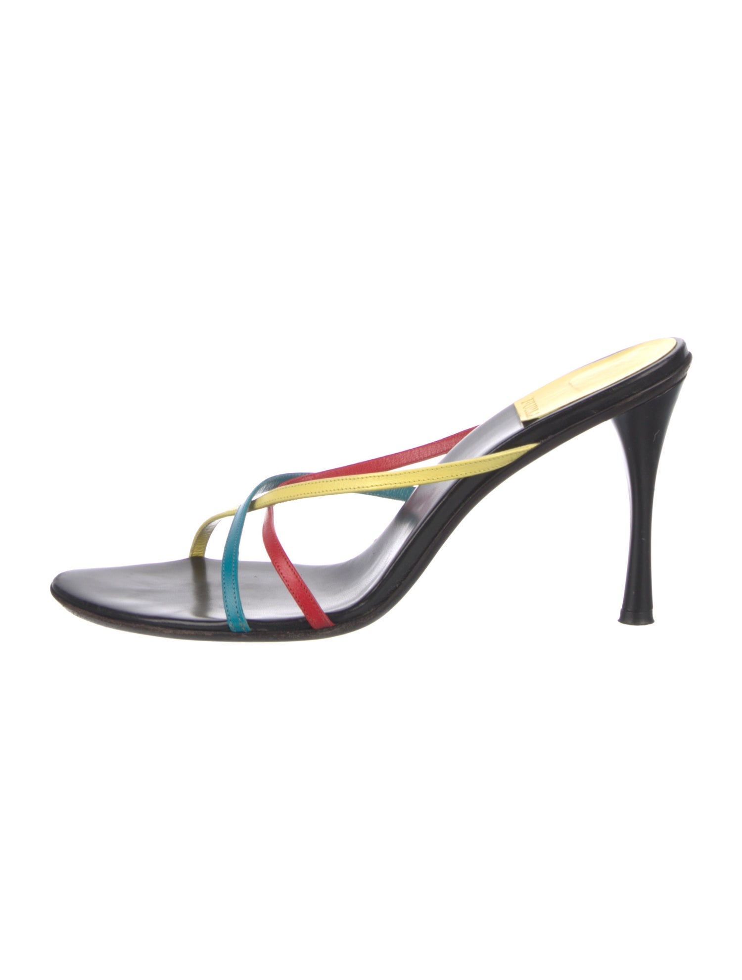 Furla Leather Colorblock Pattern Slides