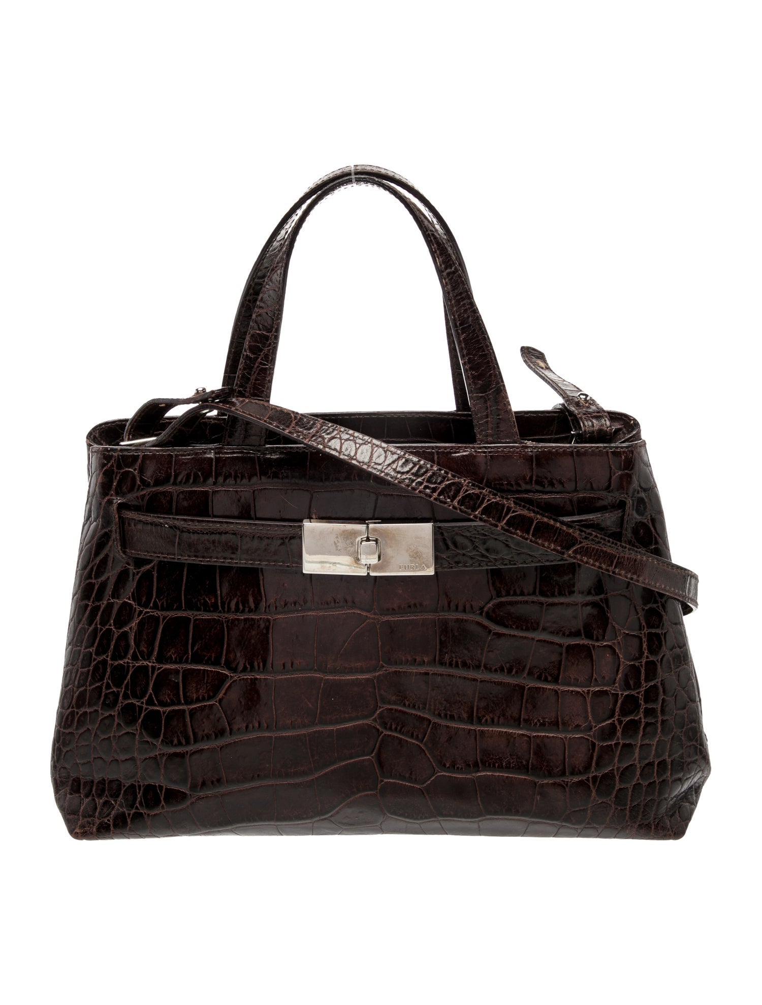 Furla Embossed Leather Top Handle Bag