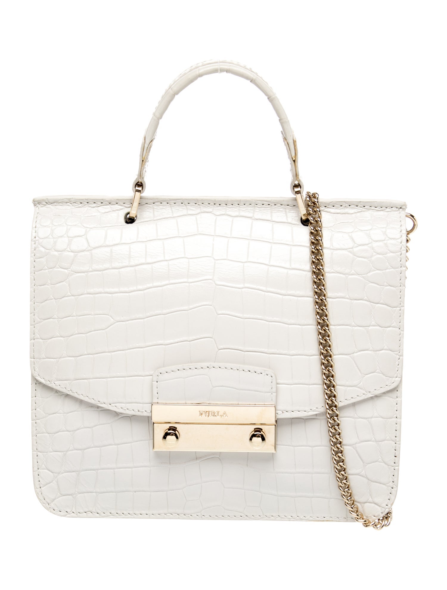 Furla Embossed Leather Top Handle Bag