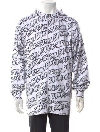 Fucking Awesome All-Over Logo Print Zip-Up Printed Hoodie