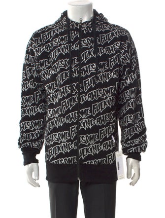 Fucking Awesome All-Over Logo Print Zip-Up Reversible Printed Hoodie