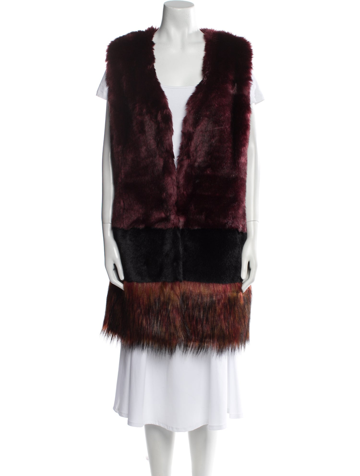 Furious Furs Faux Fur Colorblock Pattern Coat