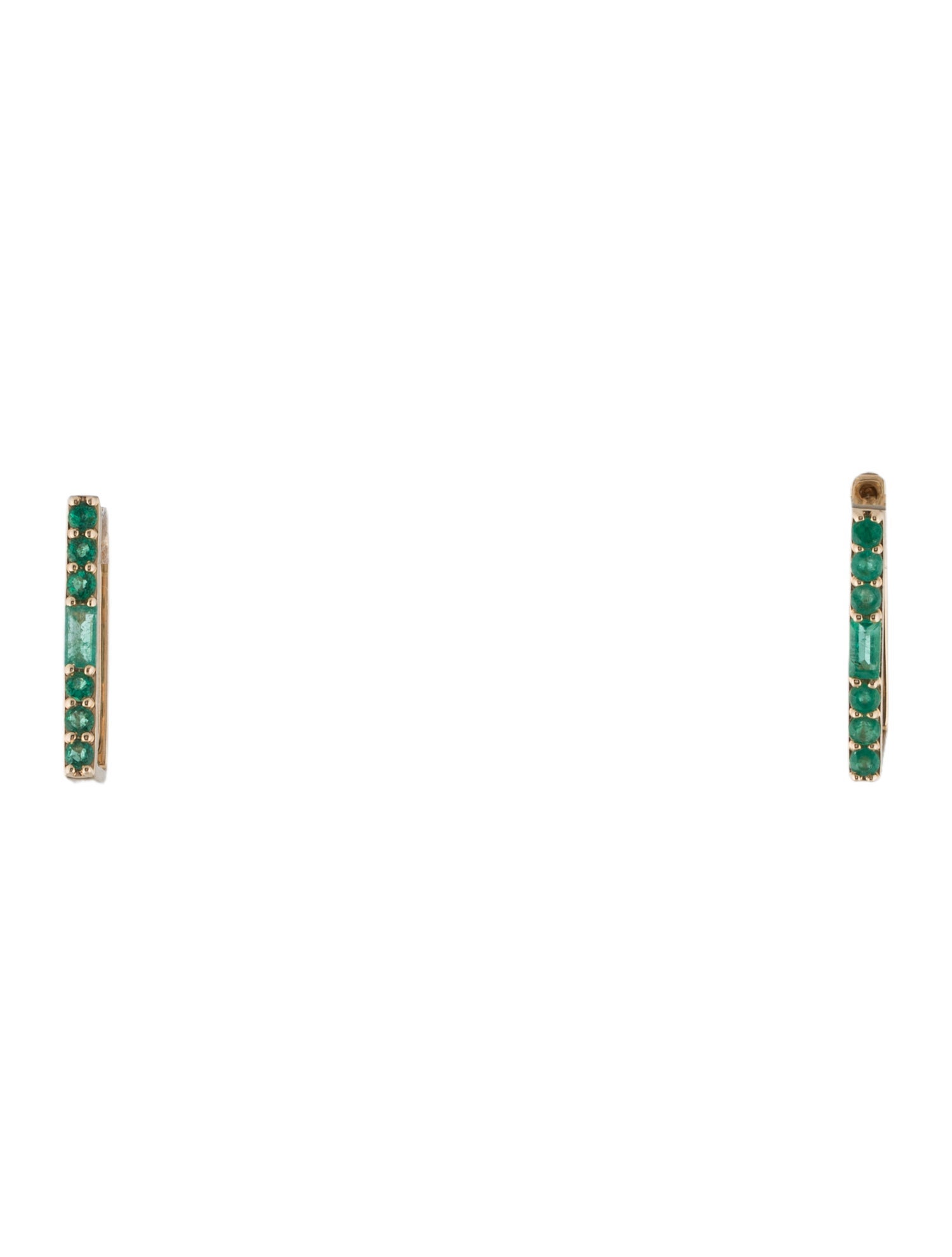 Three Stories 14K Emerald & Diamond Two-Sided Rectangular Hoop Earrings