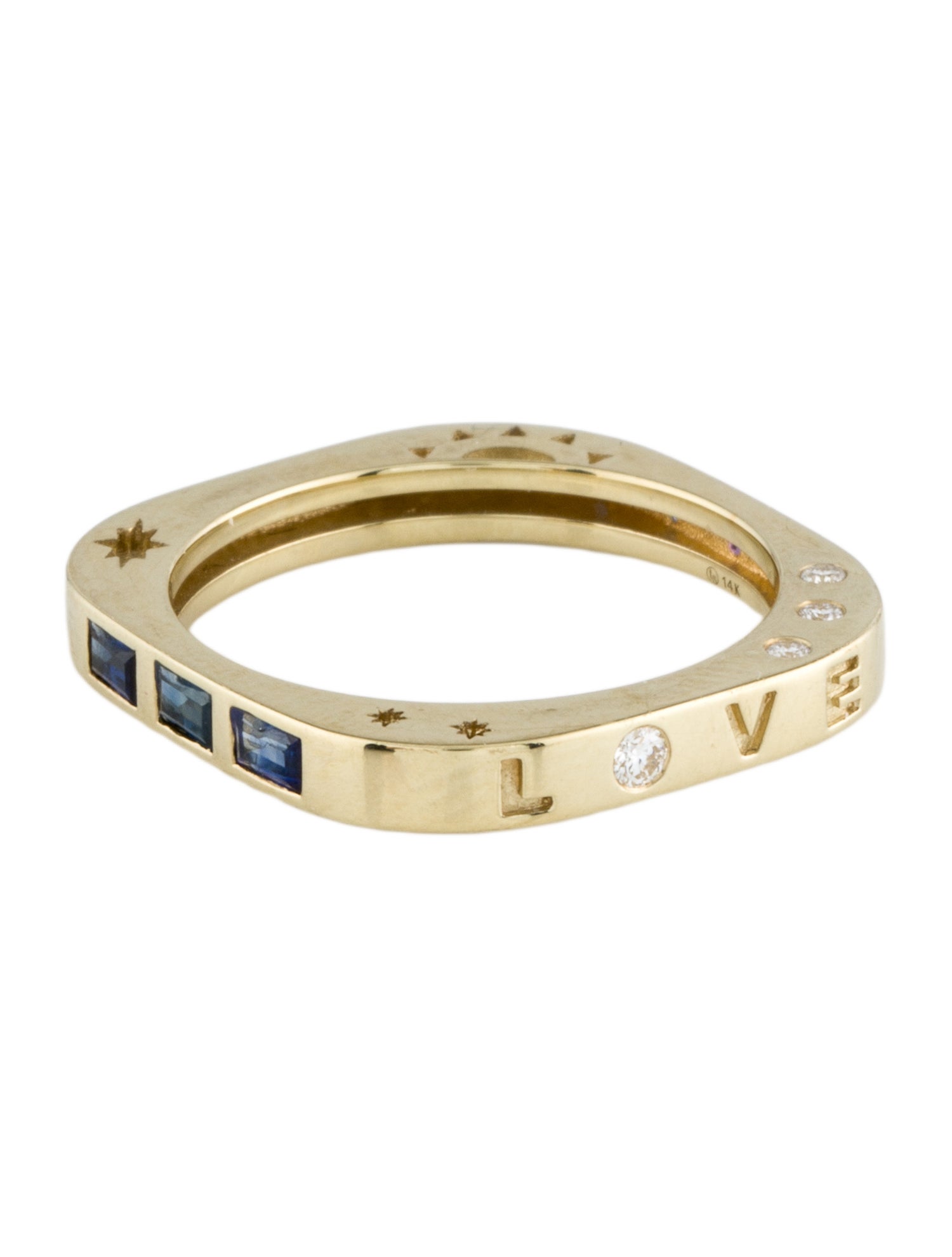 Three Stories 14K Multistone & Diamond LOVE Ring