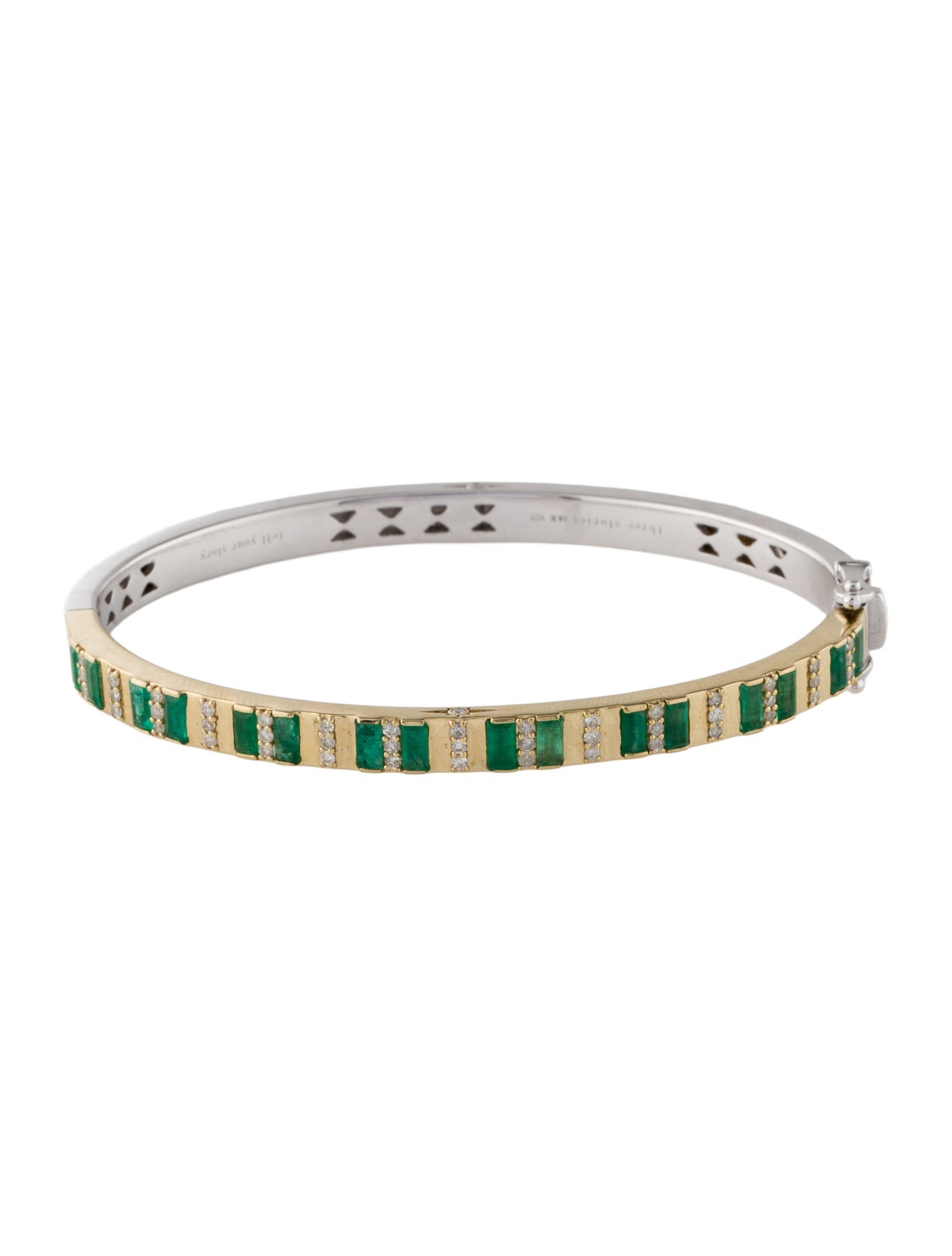 Three Stories Two-Tone Emerald & Diamond bangle Bracelet
